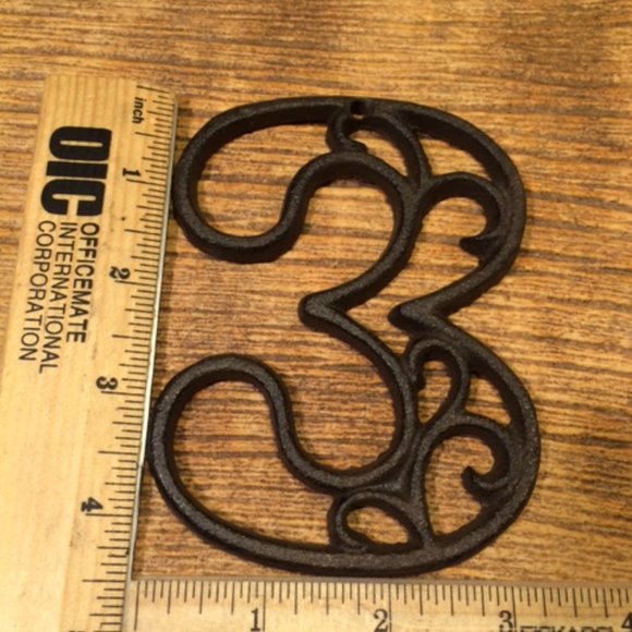 "0"(Zero) House Address Number Ornate Cast Iron Filigree 4 5/8" tall 0184-0558-0 - Picture 6 of 16